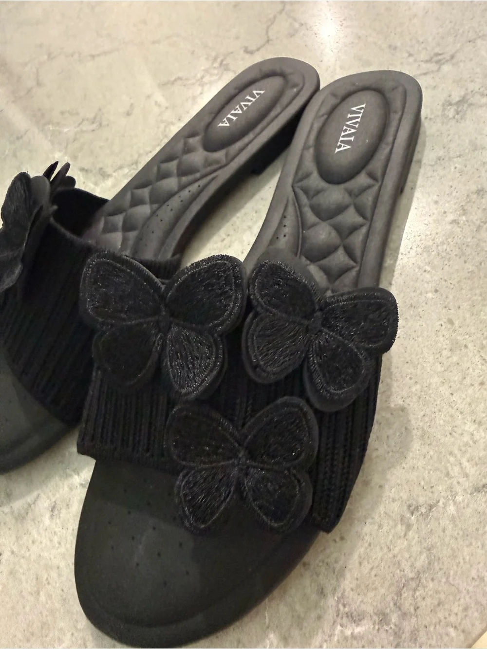 VIVAIA Black Butterfly Slide Sandals